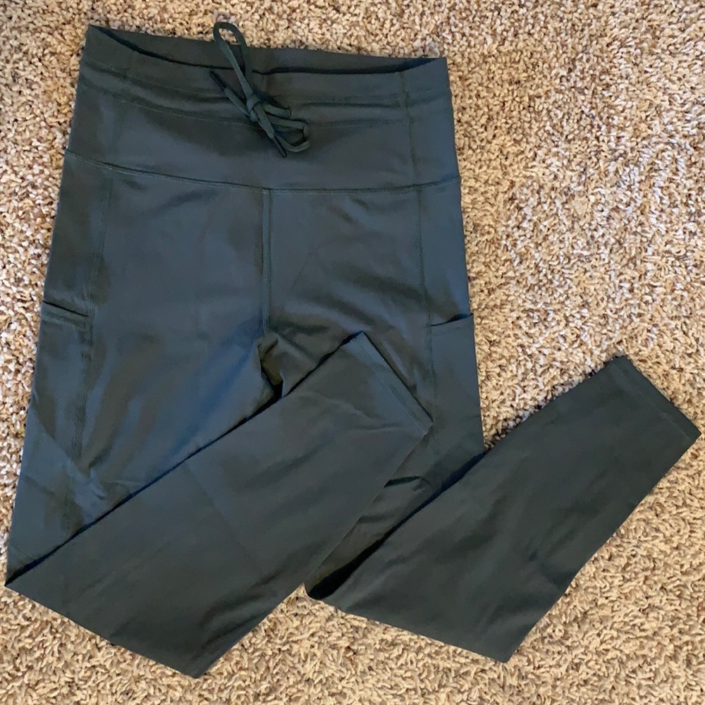ZYIA Sage Pocket Drawstring Luxe 7/8 24" Leggings Sz 6-8